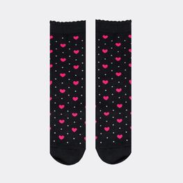 07842973-42 Хлопковые носки Сердечки черные для девочки черный фото №3