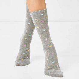 07842976-40 Хлопковые носки Сердечки серые для девочки серый фото №3