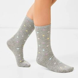 07842976-40 Хлопковые носки Сердечки серые для девочки серый