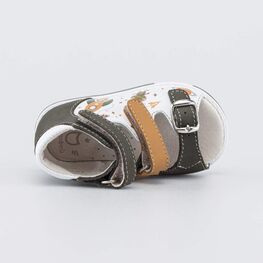 022162-25 Кожаные сандалии Первые шаги Космос для мальчики белый + оливковый фото №4