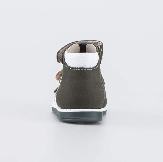 022162-25 Кожаные сандалии Первые шаги Космос для мальчики белый + оливковый фото №5