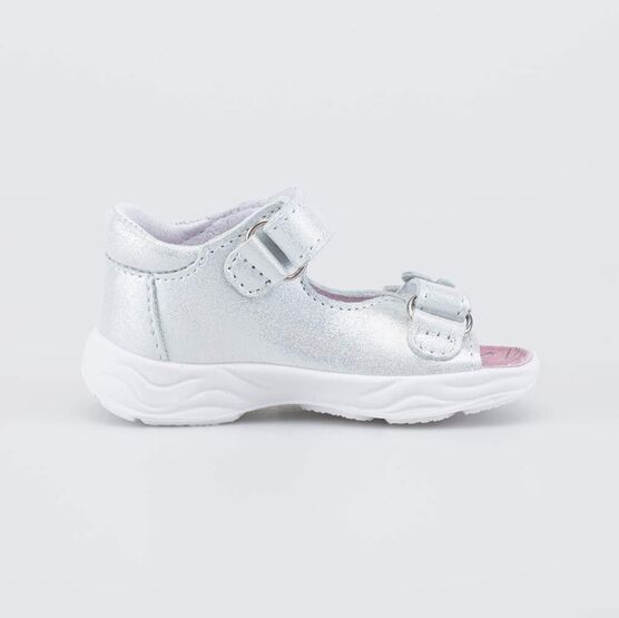 022163-21 Кожаные сандалии Первые шаги Бабочка для девочки серебристый фото №2