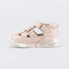 032096-24 Кожаные сандалии Первые шаги для девочки для девочки коралл фото №2