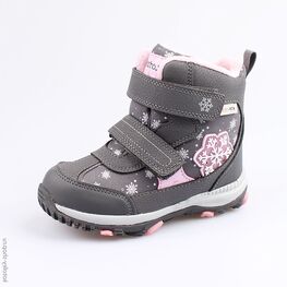 454976-44 Мембранные ботинки для девочки сер-роз