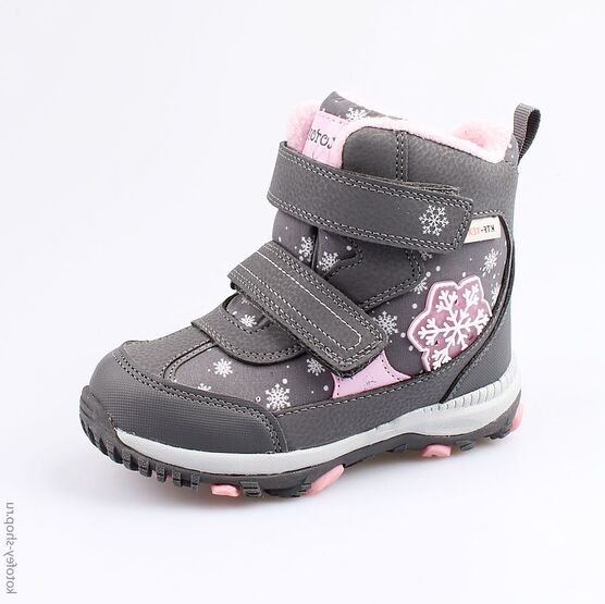 454976-44 Мембранные ботинки для девочки сер-роз