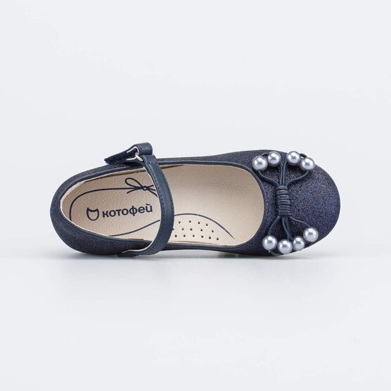333026-23 Блестящие туфли для девочки Бусинки для девочки синий фото №4