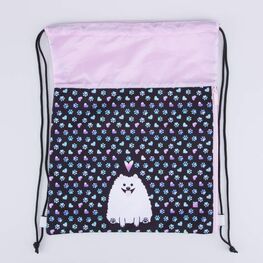 02808215-40 Мешок для обуви Лапки для девочки черный + розовый