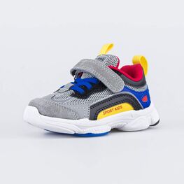 144171-74 Детские кроссовки на липучке для мальчики сер-цве