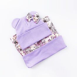 07811154-40 Шапка+снуд на весну, 95% хлопок, сиреневый для девочки разноцветный