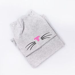 07811156-40 Шапка+снуд на весну, 95% хлопок, серый для девочки разноцветный