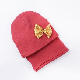 07811160-40 Шапка+снуд для девочки, 100% акрил, красный для девочки разноцветный