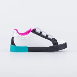 534043-75 Полуботинки для девочки на весну и осень для девочки бел-чер-фук фото №2