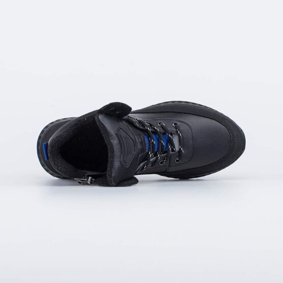 752223-32 Кожаные ботинки на весну/осень для мальчики черный + синий фото №4