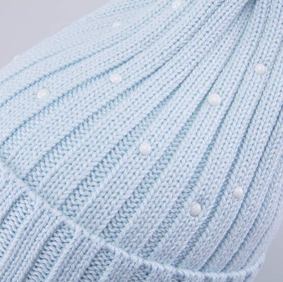 07811995-40 Шапка с отворотом детская светло-голубой для девочки светло-голубой фото №4