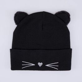 07811997-40 Шапка с ушками детская Кошечка черный для девочки черный