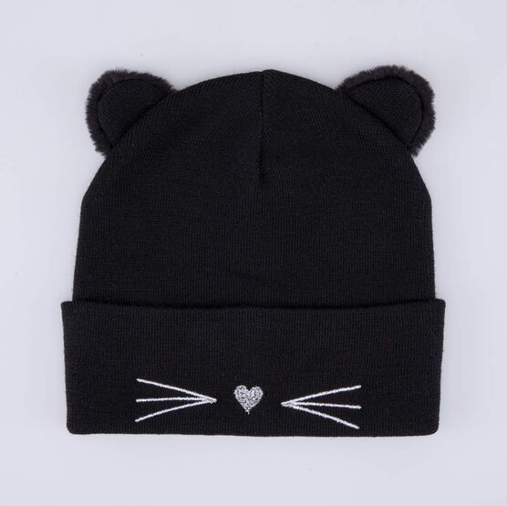 07811997-40 Шапка с ушками детская Кошечка черный для девочки черный