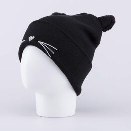 07811997-40 Шапка с ушками детская Кошечка черный для девочки черный фото №2