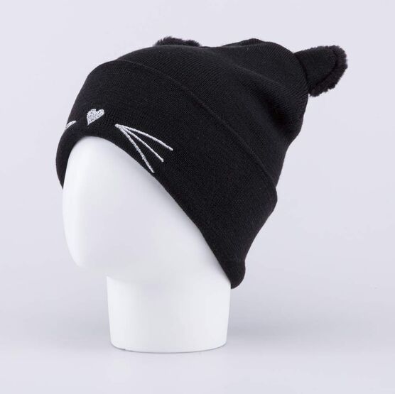 07811997-40 Шапка с ушками детская Кошечка черный для девочки черный фото №2