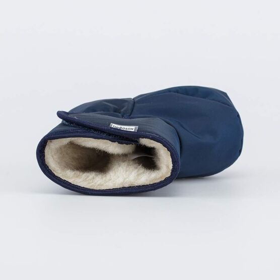 001107-40 Теплые меховые пинетки на липучке для мальчики синий фото №4