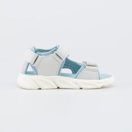 124044-13 Светящиеся пляжные сандалии со съемными нашивками для мальчики серый,голубой фото №2