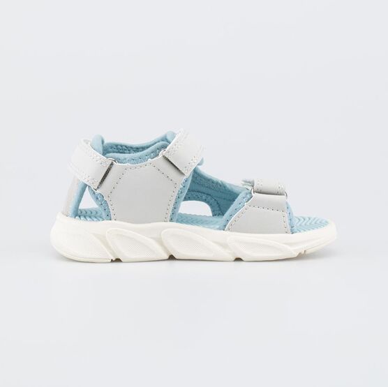 124044-13 Светящиеся пляжные сандалии со съемными нашивками для мальчики серый,голубой фото №2
