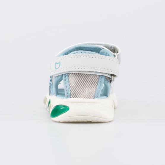 124044-13 Светящиеся пляжные сандалии со съемными нашивками для мальчики серый,голубой фото №5