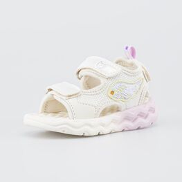 124046-11 Светящиеся пляжные сандалии с массажной стелькой для девочки бежевый,сиреневый