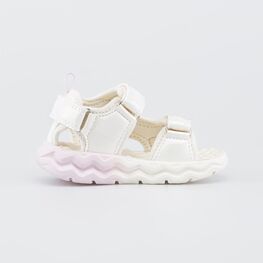 124046-11 Светящиеся пляжные сандалии с массажной стелькой для девочки бежевый,сиреневый фото №2