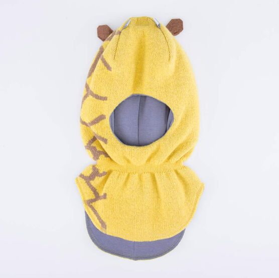 07711437-40 Зимняя шапка-шлем Жираф для мальчики горчичный фото №4