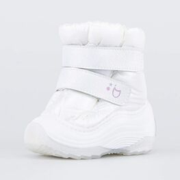 061014-43 Белые сапожки-дутики на липучках для девочки белый