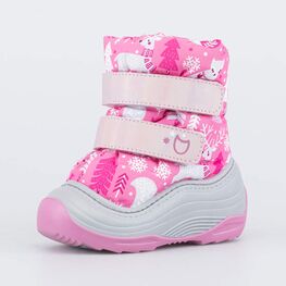 161002-42 Сапожки-дутики Зимний лес для девочки розовый