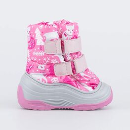 161002-42 Сапожки-дутики Зимний лес для девочки розовый фото №2