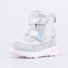 454889-41 Мембранные ботинки с диодами для девочки сер-срб