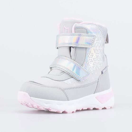 454889-41 Мембранные ботинки с диодами для девочки сер-срб