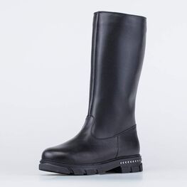 662160-51 Зимние сапожки с натуральным мехом для девочки черный