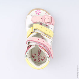 022086-23 Туфли летние для девочки бел-цве фото №4