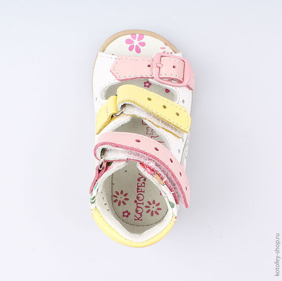 022086-23 Туфли летние для девочки бел-цве фото №4