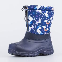 464061-46 Сноубутсы для девочки Единороги для девочки синий