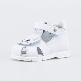 022152-22 Кожаные сандалии Первые шаги Котенок для девочки белый