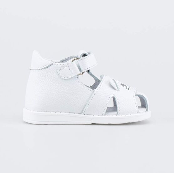 022152-22 Кожаные сандалии Первые шаги Котенок для девочки белый фото №2