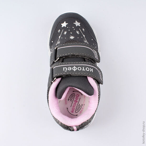 144115-71 Кроссовки на липучках для девочки сер-роз фото №4