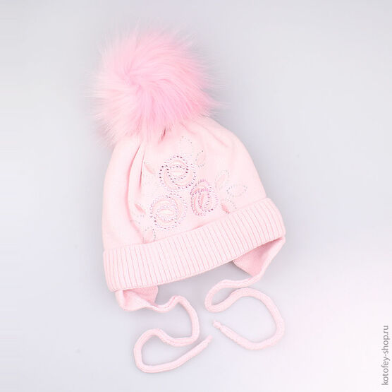 07811076-00 Шапка зимняя розовая для девочки розовый