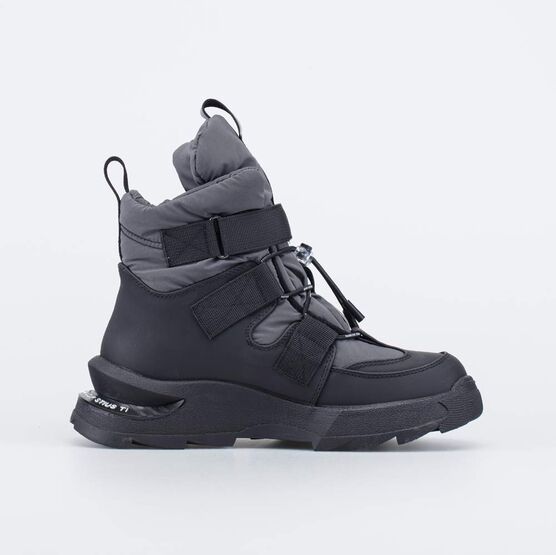 754073-41 Зимние ботинки-дутики для девочки чер-сер фото №2