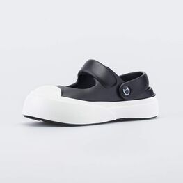 525157-01 Сабо черные с белой подошвой для девочки черный + белый