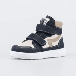 352407-35 Утепленные ботинки для мальчика для мальчики синий + бежевый