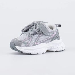 344523-11 Серые кроссовки для девочки для девочки серый + розовый