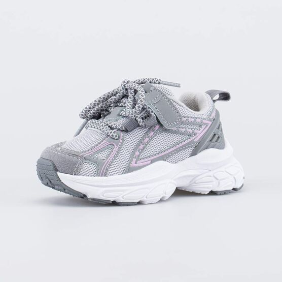 344523-11 Серые кроссовки для девочки для девочки серый + розовый