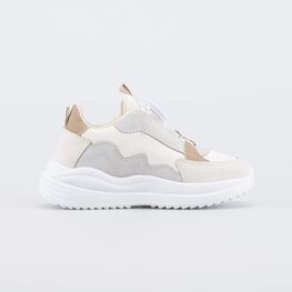 344552-13 Бежевые кроссовки с системой быстрой шнуровки для девочки бежевый фото №2