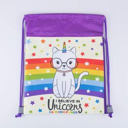 02808109-20 Мешок для сменной обуви Радужный котик для девочки разноцветный