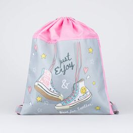 02808113-20 Мешок для сменной обуви Кеды-Подружки для девочки серый-розовый